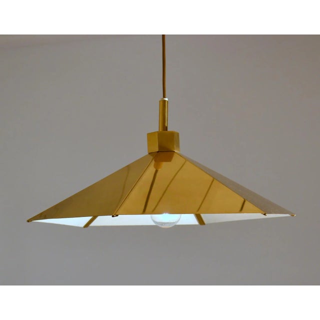 Metal Belgian Brass Umbrella Shaped Pendant Lamps, 1970s, Set of 2 For Sale - Image 7 of 12