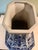 Striking 18-inch Chinese blue and white porcelain hexagonal vase decorated in the classical Qianlong style. The faceted...