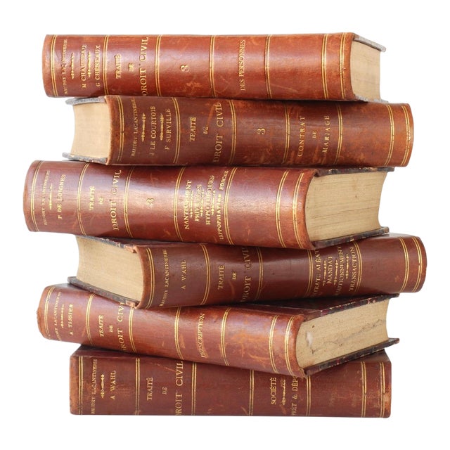 1895 French Civil Law Leather Bound Books, Set of 6 For Sale