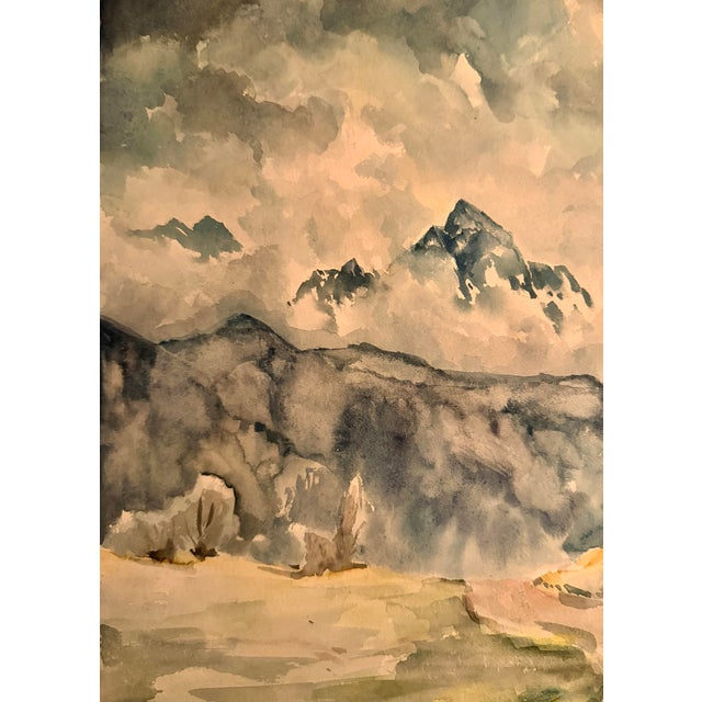 Realism 1940s Important & Dramatic Signed World War II Watercolor Painting For Sale - Image 3 of 5