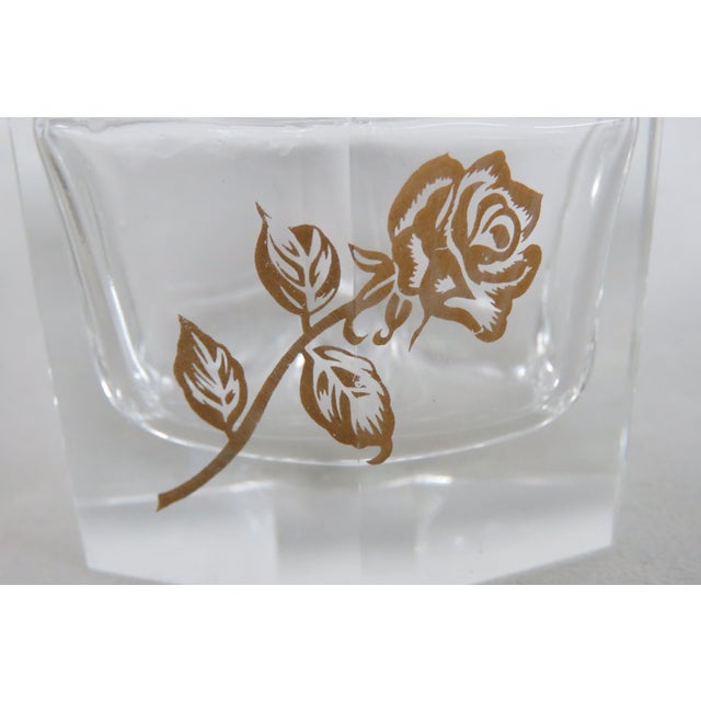 Bohemian Empty Glass Perfume Bottle Czech Art Deco Crystal With Gold Rose 4485b For Sale - Image 13 of 13