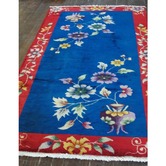 Antique Chinese Art Deco Rug-3' X 5'10" For Sale - Image 4 of 9