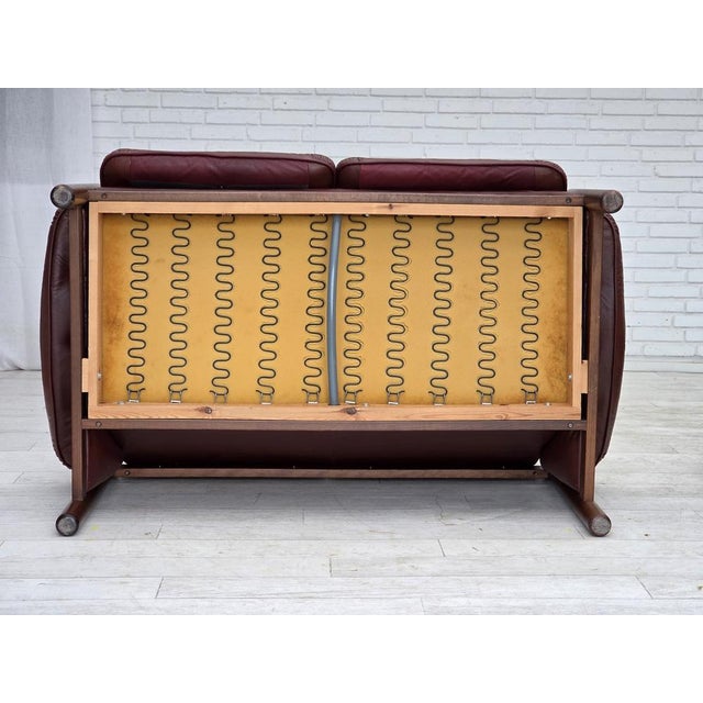 Swedish 2-Seater Sofa in Brown Leather and Dark Beech, 1970s For Sale - Image 17 of 18