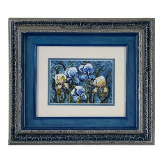Japanese Iris Still Life - Watercolor and Ink on Paper by Ron Taylor For Sale