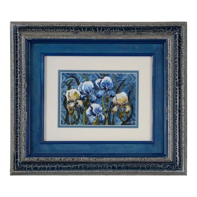 Japanese Iris Still Life - Watercolor and Ink on Paper by Ron Taylor For Sale