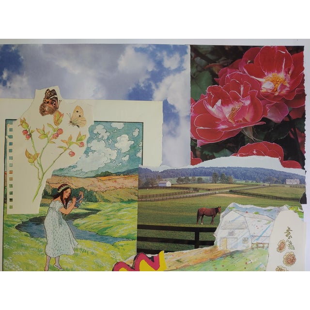 Gone With the Southern Wind Contemporary Handmade Paper Collage Made Using Vintage Ephemeria Framed Under Glass For Sale - Image 4 of 6