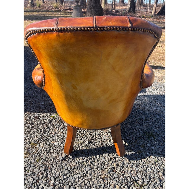 English Tufted Leather Library Chair, Late 19th Century For Sale - Image 4 of 11