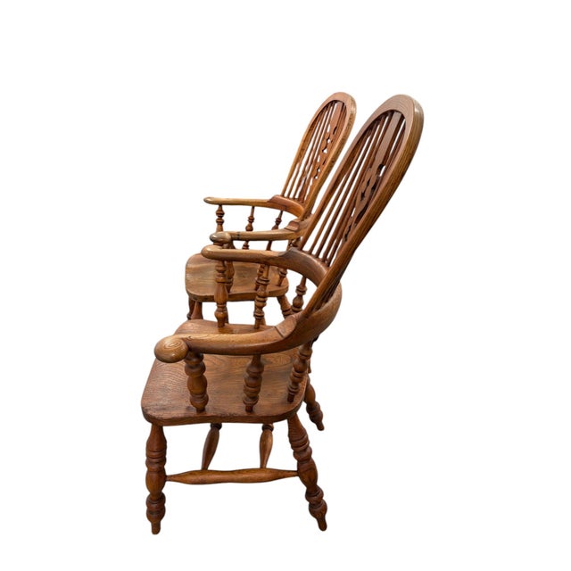 English Mid 19th Century Yorkshire Windsor Arm Chairs - a Pair For Sale - Image 3 of 11