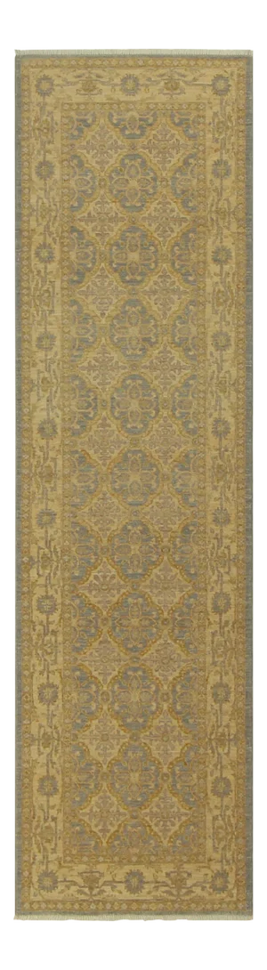 1990s Shabby Chic Kafkaz Peshawar Gray Gold Wool Rug - 2'9" X 9'5"
