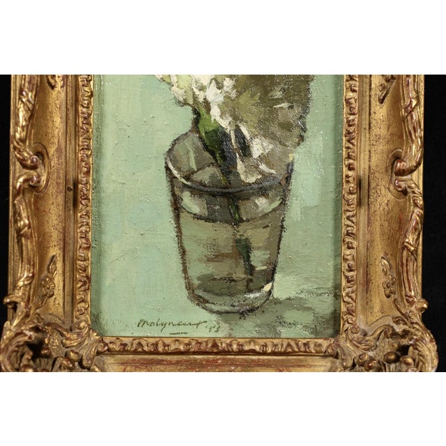 1950s Edward Henry Molyneux (British, 1891-1974) Oil Painting on Canvas - Flowers in a Glass, 1955 For Sale - Image 5 of 7
