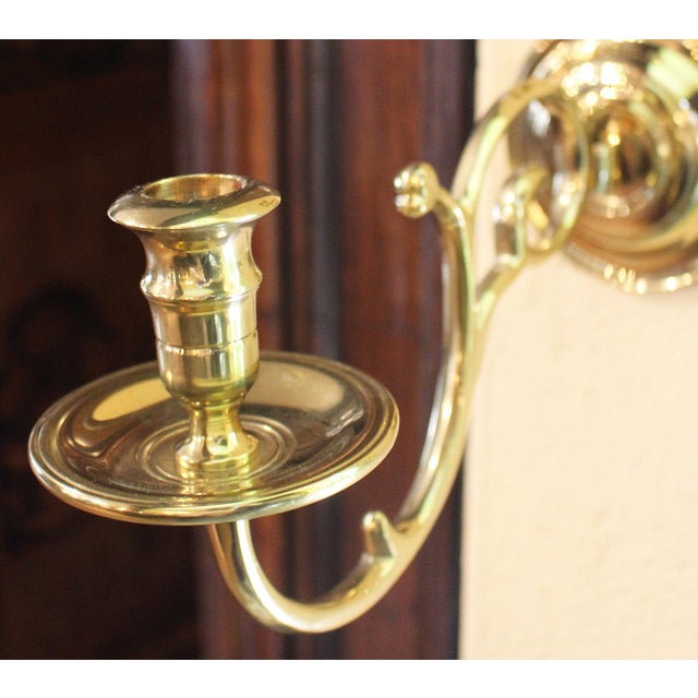 Circa 1970s Pair of Single Light Brass Wall Sconces by Virginia Metalcrafters For Sale - Image 9 of 9