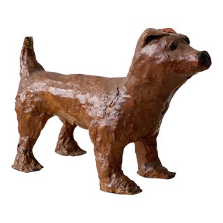 Vintage Paper Maché Dog Sculpture, Circa 1940s For Sale