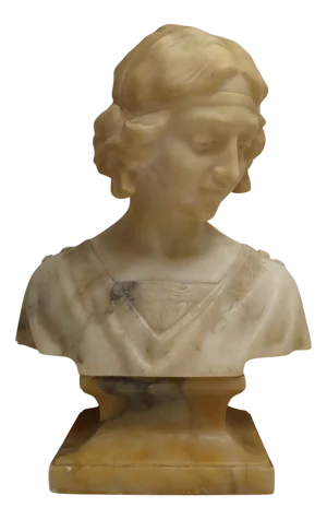 Antique Art Nouveau Carved Alabaster Bust, 1920s