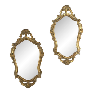 Pair of Italian CarA Good Pair of Italian Carved and Giltwood Mirrors With Original Glass, 19th Century or Earlier.