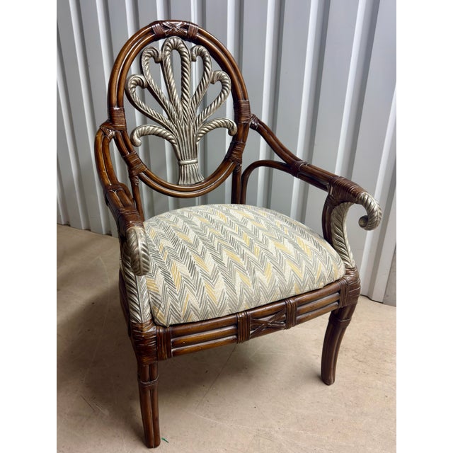 Hollywood Regency Vintage Palm Beach Regency Dorothy Draper Style Faux Bamboo Accent Chair For Sale - Image 3 of 9