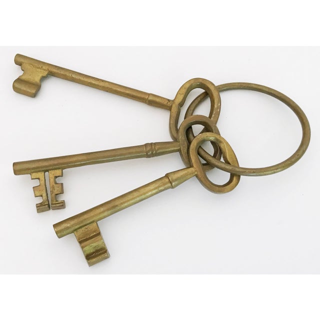 Vintage Brass Skeleton Keys on Key Ring | Chairish