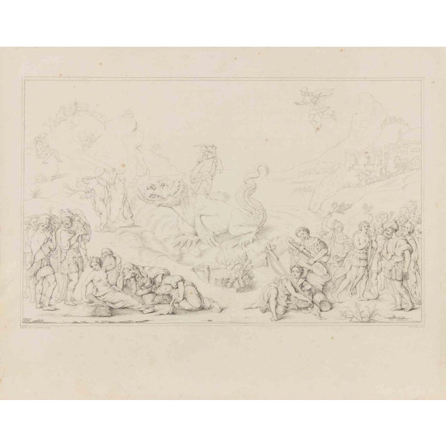 Bernardino Nocchi, Mythological Scene, 19th Century, Etching For Sale
