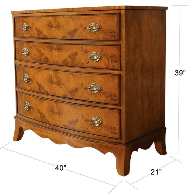 Produced by Niagara Furniture the Bow Front Burled Chest is created using the finest burl wood veneers available. This...