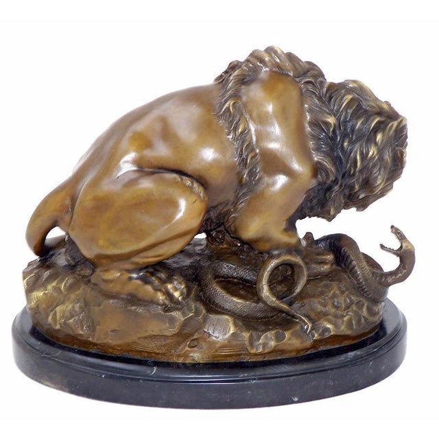 Large Art Deco Bronze Lion Sculpture For Sale - Image 4 of 7