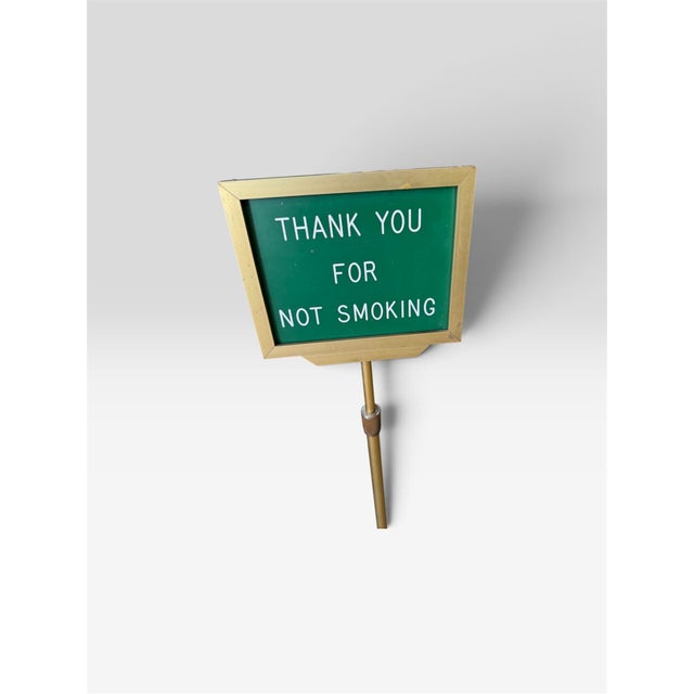 Mid-Century Modern Vintage Adjustable Brass Hotel & Restaurant “Thank You for Not Smoking” Floor Sign For Sale - Image 3 of 9