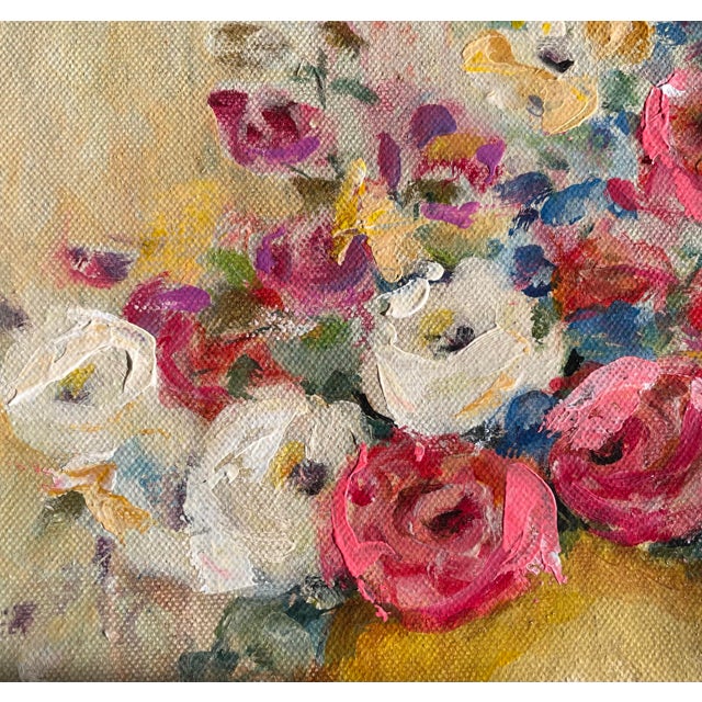 Using saturated spring colors, this petite painting of old fashion garden flowers will add a sunny spot of color in any...