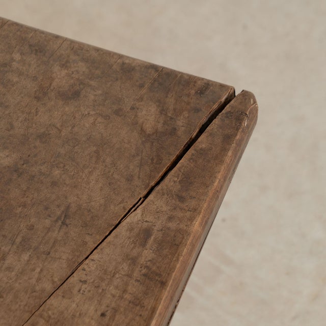 Brown Early 20th Century French Chestnut Trestle Bench For Sale - Image 8 of 13