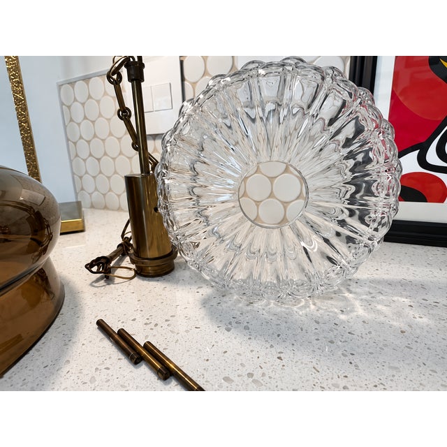 Carl Fagerlund “Neptune” Smoked Glass & Brass Pendant for Orrefors, Sweden, C. 1970 For Sale - Image 11 of 18