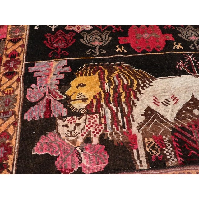 Lion King Vintage Turkish Kars Square Rug rug no.10893 For Sale - Image 4 of 6