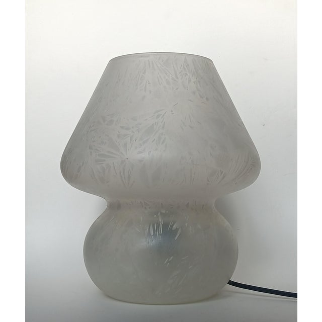 Frosted Murano Glass Mushroom Table Lamp, 1960s For Sale - Image 9 of 9