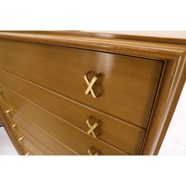 Mid-Century Modern Paul Frankl X-Pulls Drawers High Chest Dresser For Sale - Image 3 of 13