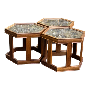 1980s Mid Century Modern Attributed toJohn Keal for Brown Saltman Hexagonal End Tables
