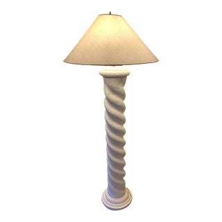 1970s Sculptural Michael Taylor Style Spiral Form Solid Plaster Floor Lamp For Sale