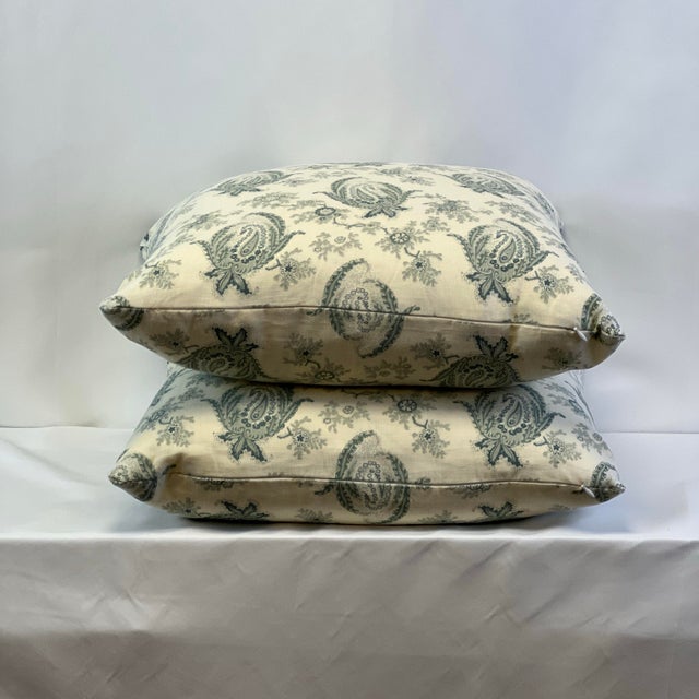 Kathryn Ireland “Paisley Stripe” Feather/Down Pillows - A Pair For Sale - Image 4 of 4