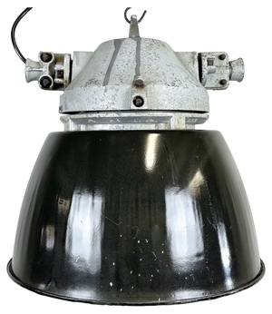 Industrial Explosion Proof Lamp with Black Enameled Shade from Elektrosvit, 1970s