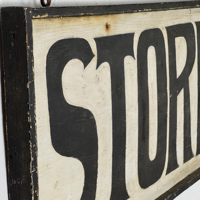 Late 19th Century Antique Hand Painted Bold "Store" Wood Trade Sign For Sale - Image 12 of 15