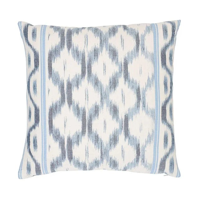 Contemporary Schumacher x Mark D. Sikes Santa Monica Ikat 18" Pillow in Indigo For Sale - Image 3 of 3