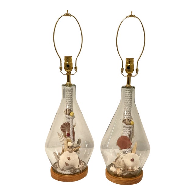 Custom Made Natural Sealife Lamps in Glass - a Pair For Sale