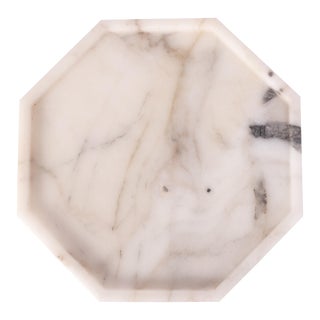 Artifacts Trading Company Octagonal Marble Tray in White For Sale