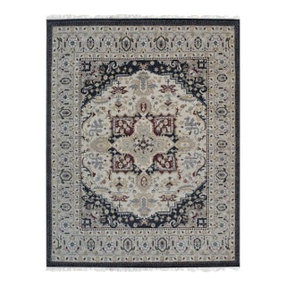 2'6"x8 Luxurious Beige Medallion Traditional Hand Knotted Wool Carpet Rug For Sale