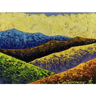 Oil Painting Hiking in the Mountains in the Evening v. Zadorozhnya For Sale