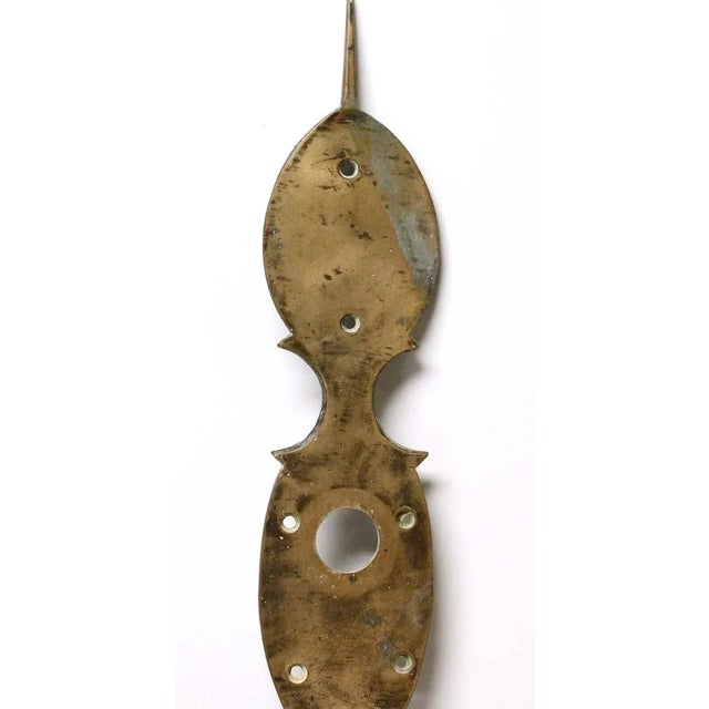 Arts & Crafts extra long brass door pull with a lock insert and thumb latch. One available. The manufacturer and exact...