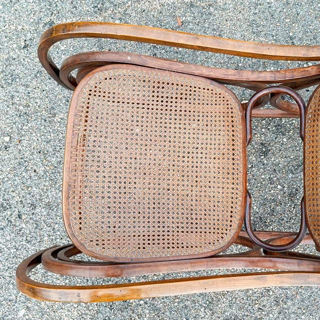 Bentwood and Wicker Rocking Chair from Thonet, 1930s For Sale - Image 14 of 16