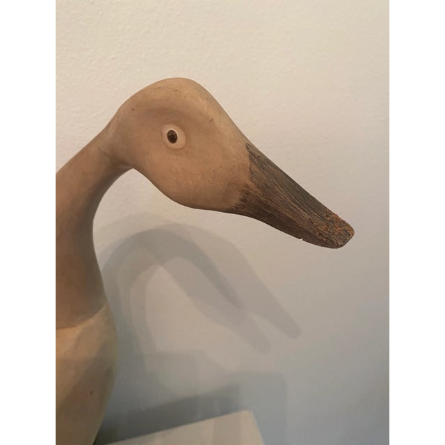 Vintage Wood Carved Folk Art Rustic Goose Decoy For Sale - Image 12 of 12