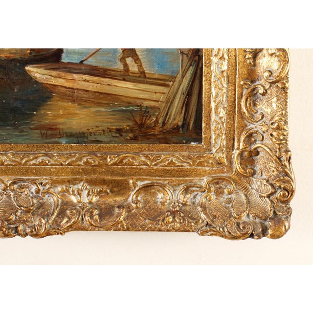 Blue William Dommersen, A View on the Amstel, 19th Century, Oil Painting, Framed For Sale - Image 8 of 14