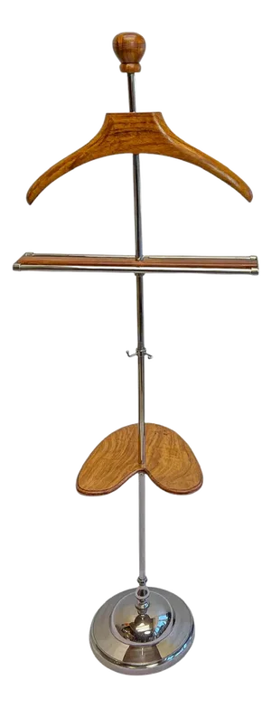 Nikkel-Plated Bronze and Teak Valet Stand, 1970s