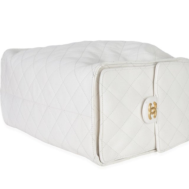 Animal Skin White Quilted Caviar Large Chanel 25 Hobo Handbag For Sale - Image 7 of 9
