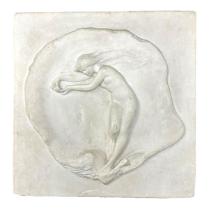 Antique Porcelain Ceramic Wall Plaque Emmeline Harris Female Nude Art Nouveau
