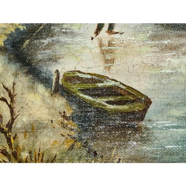 B. Van Rijn, Winter Landscape with Figures on Frozen River, Oil on Wood Panel, Framed For Sale - Image 4 of 8