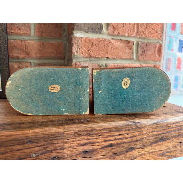 1970s Pair of 1970s Old World Wood Globe Bookends For Sale - Image 5 of 6