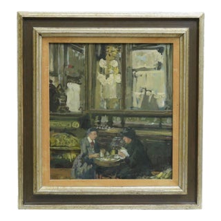 Geoffrey Lewis (Oregon/California, 1928-2005) Tete a Tete, Signed Oil on Canvas, Framed For Sale